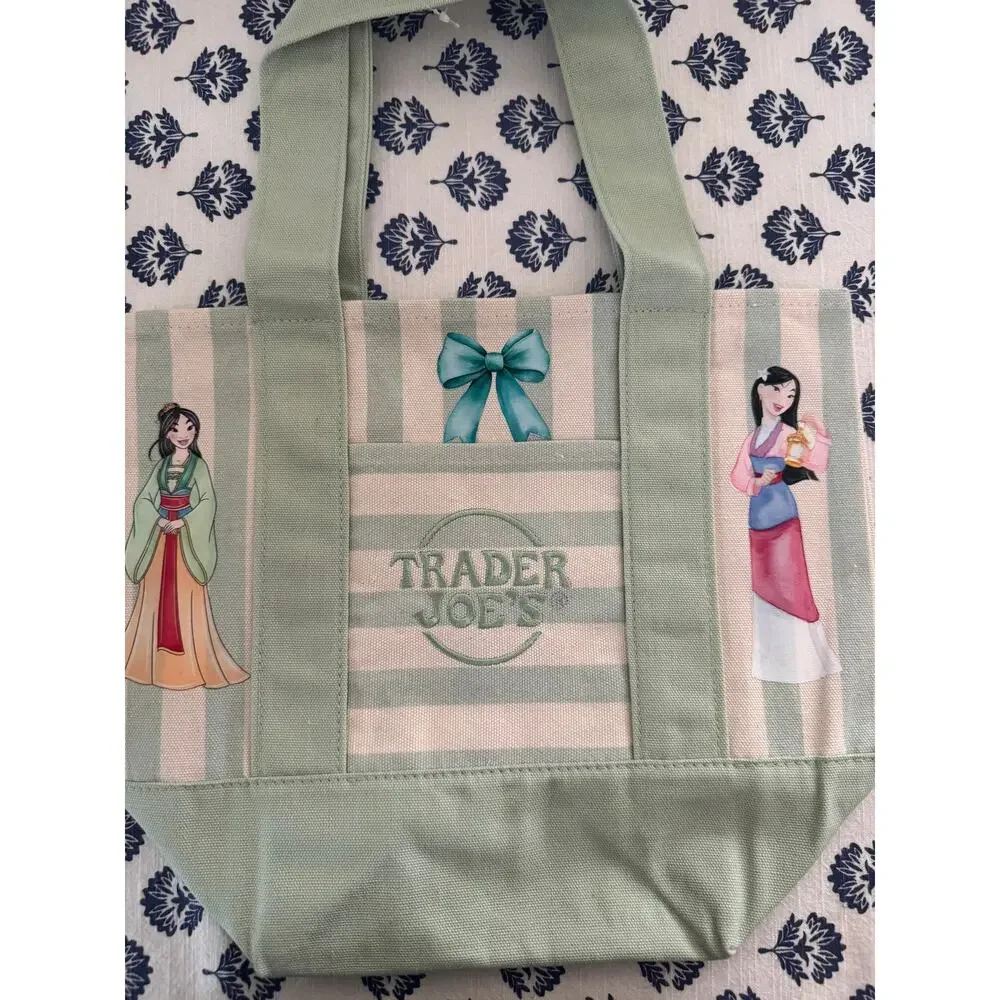 Disney Mulan Double Sided Striped Custom Made Trader Joes Mini Tote